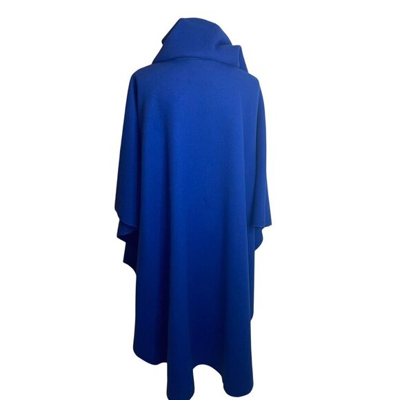 Saks Fifth Avenue Vintage Womens Coat Size 4 Blue Cape Hooded Pure Wool - Picture 4 of 9